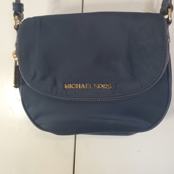 Michael Kors Handbags - Michael Kors Bedford Blue Flap Zipper Nylon Crossbody Bag